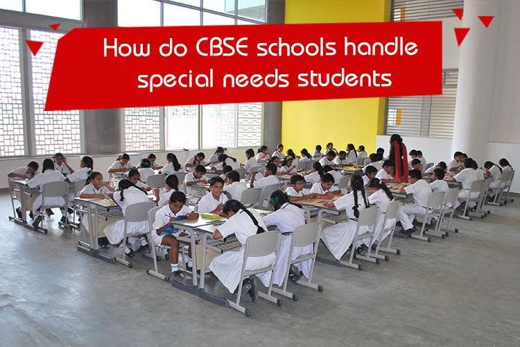 A group of students sitting at desks, handling special needs students