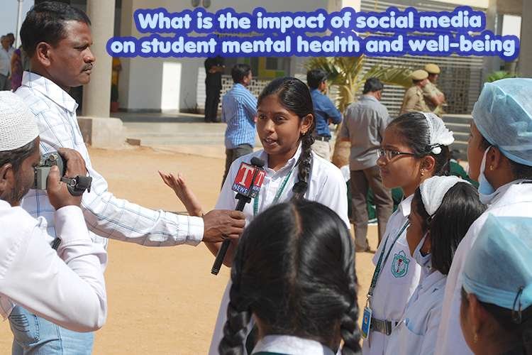 a group of people standing around each other and understanding the impact of social media