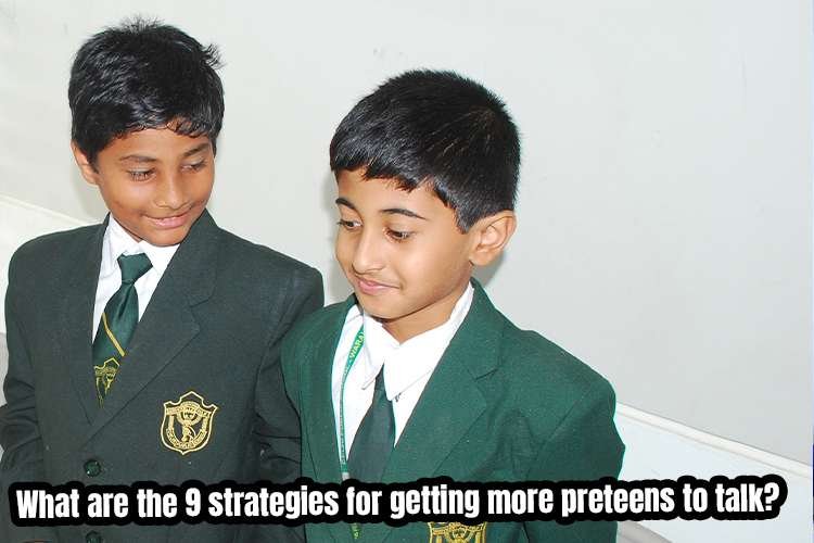 A couple of young boys in green uniforms learning the strategies to talk