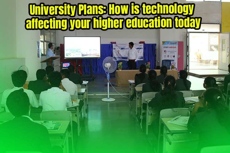 Students are sitting in their classroom while teacher explaining them about the university plans