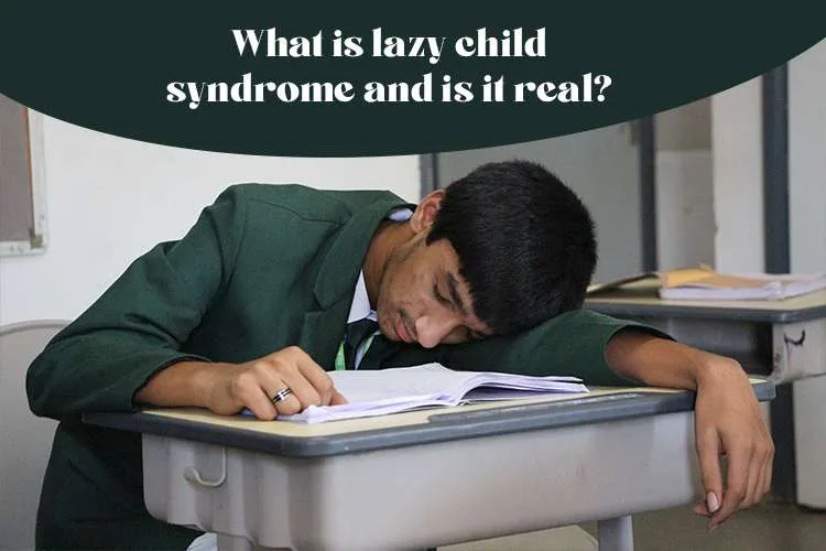 A lazy child sleeping on a desk