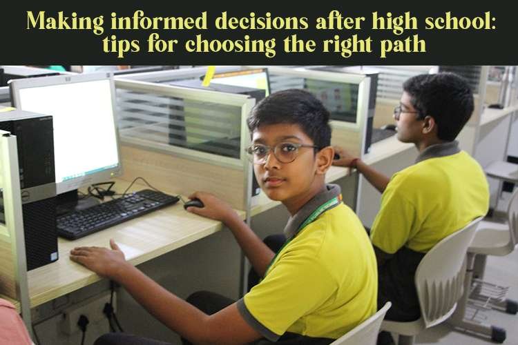Image of teenagers sitting at a computer engaged in learning and making informed decisions about their future after high school.
