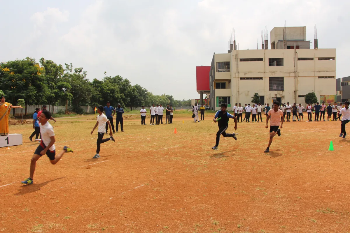 Students of DPS, Warangal participating in Running competition during Sports Day celebration.