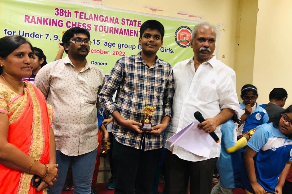 Student of DPS, Warangal awarded with the trophy at Telangana State Ranking Tournament for securing a good position.
