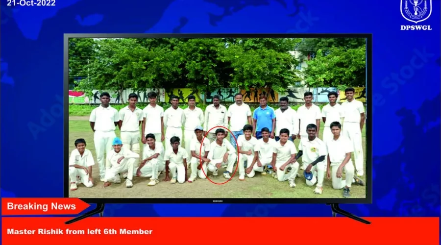 Newspaper article published on student of DPS, Warangal got selected in Inter District Under 14 cricket competition.
