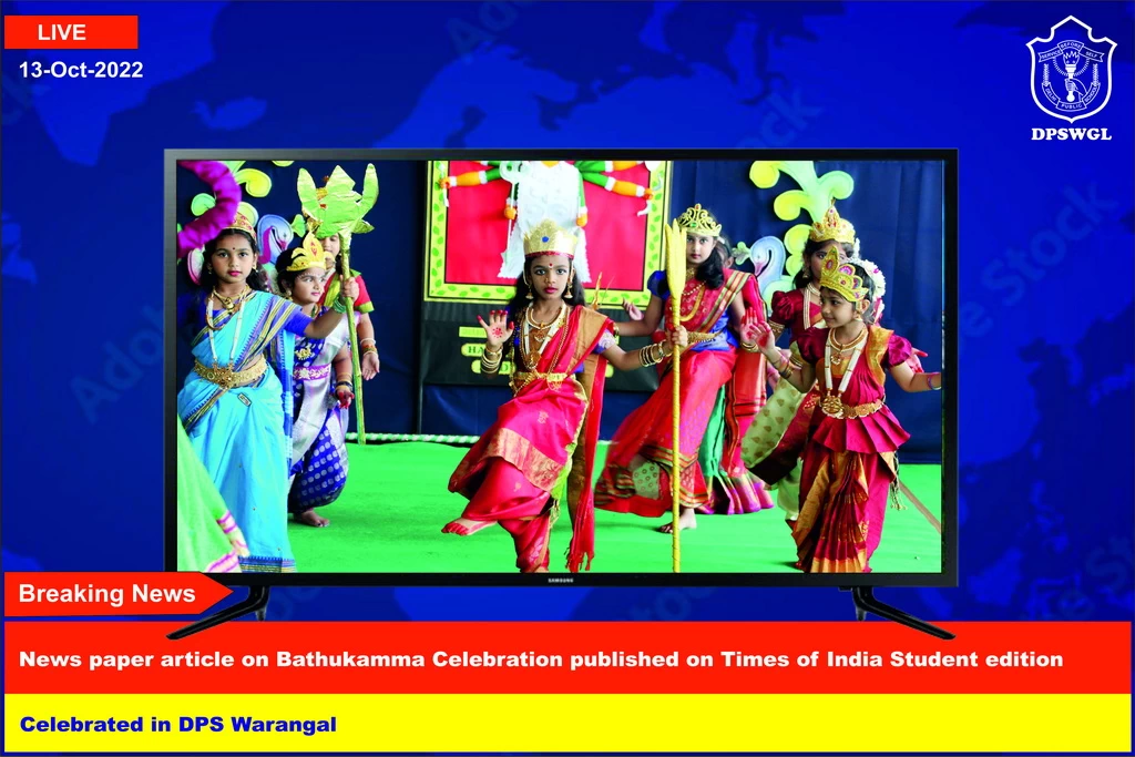 Newspaper article on Bathukamma celebration at DPS, Warangal got published on The Times of India.