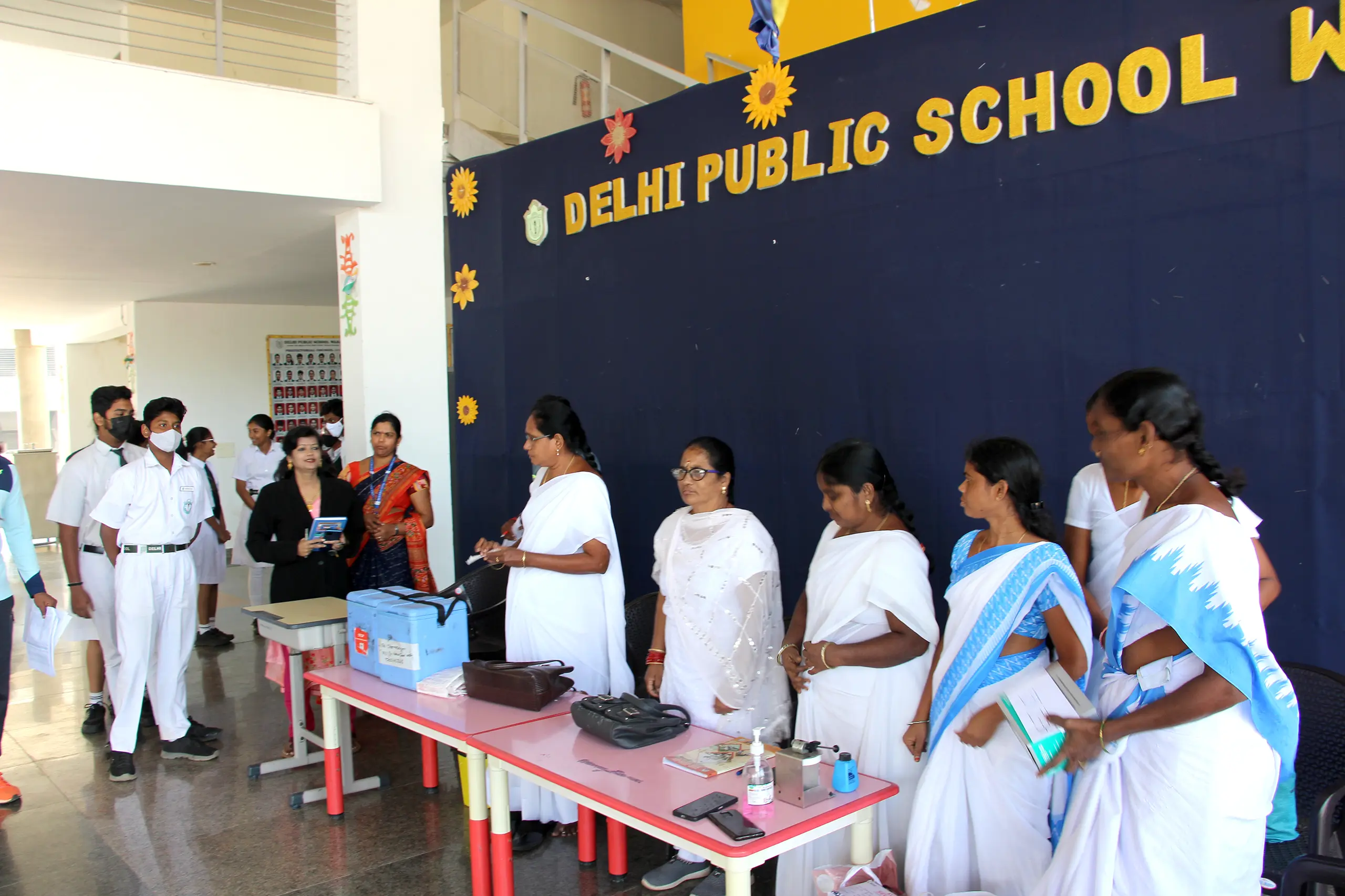 TD Vaccination Drive was organised at activity hall of DPS Warangal for students to get vaccinated in the presence of teachers.