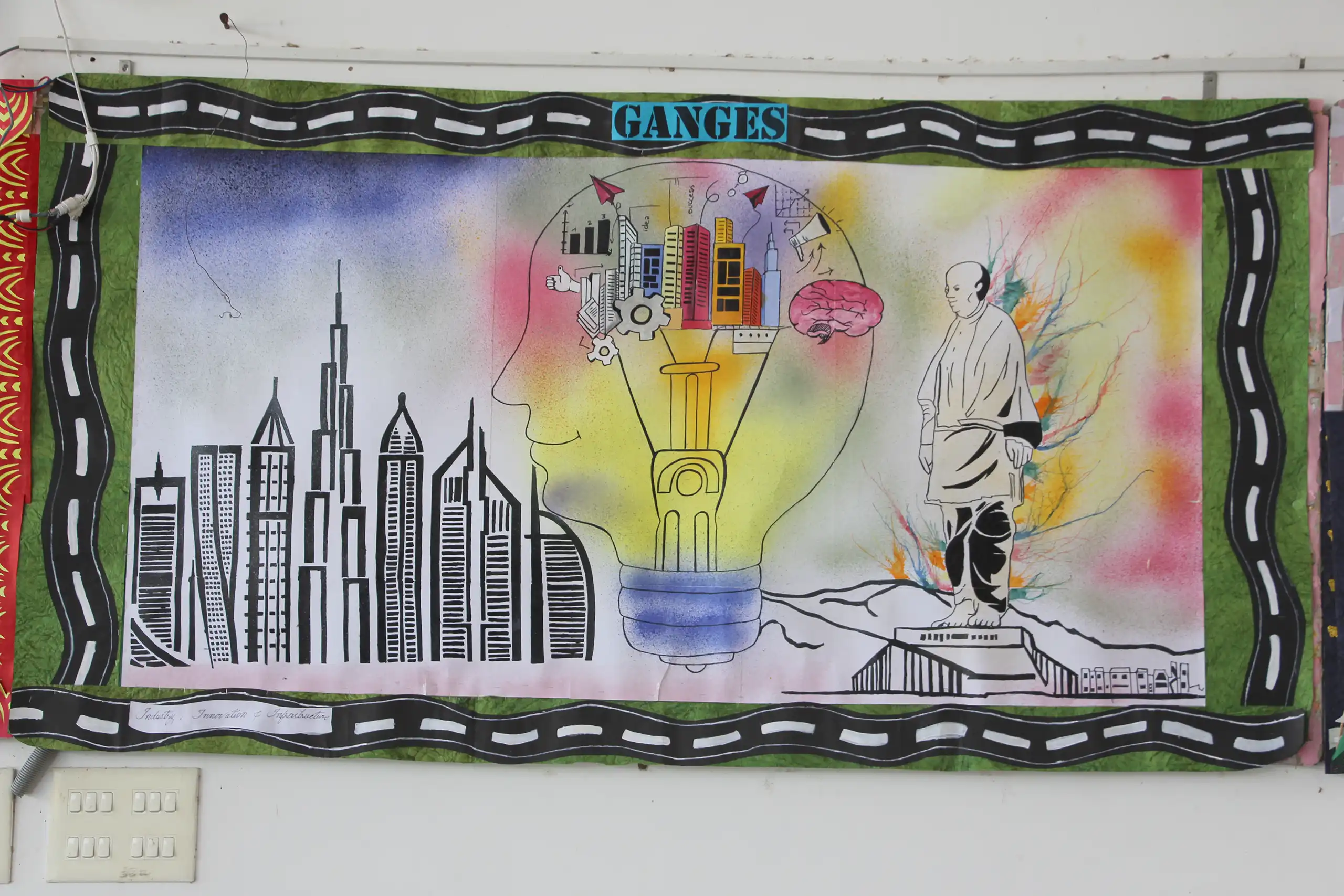 Ganges house decorated bulletin board using creative ideas during House-Wise Bulletin Board Competition.