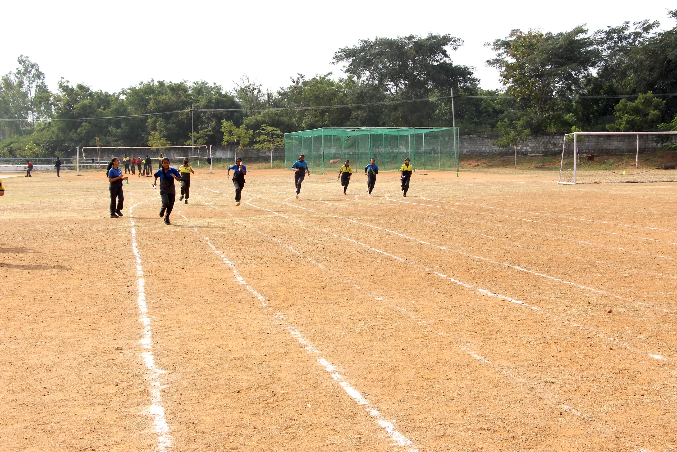 Students at DPS Warangal participating in racing during Inter-House Games and sports.
