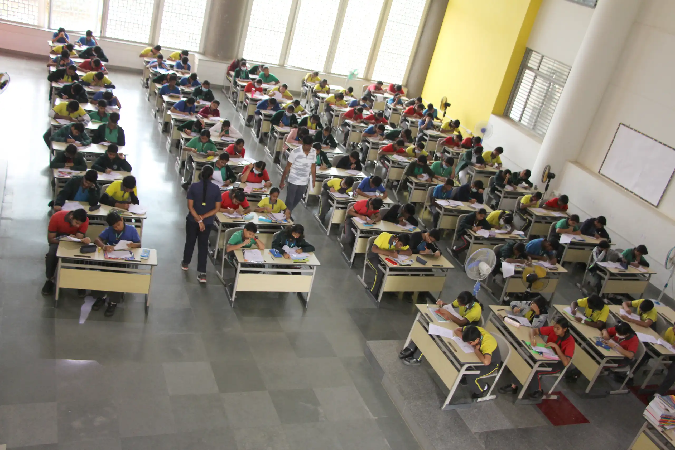 Students giving exam during Aryabhata Ganit Challenge at DPS Warangal.