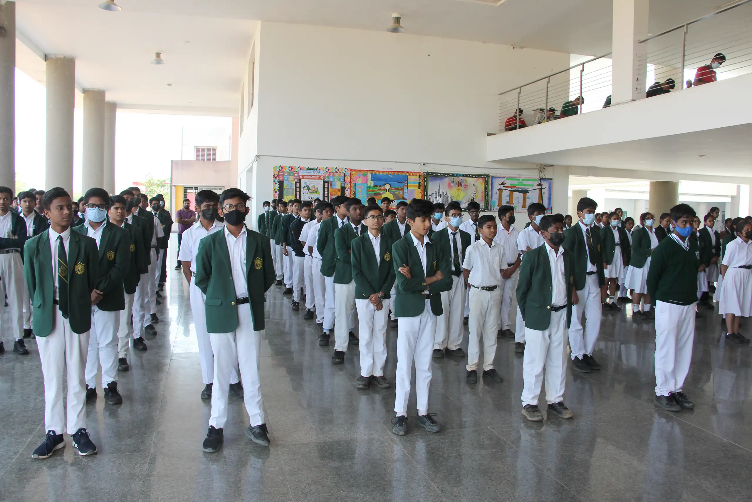 Students of DPS Warangal gathered in activity hall for national constitution day celebration.