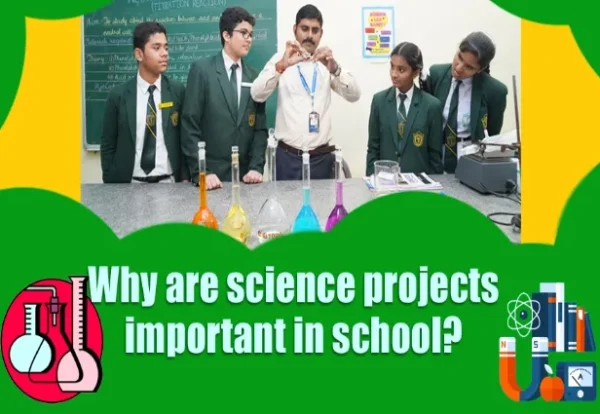 Students of DPS Warangal making science project with the help of teacher.