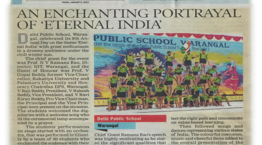 News article featuring the annual day celebration at DPS Warangal