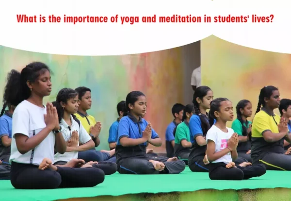 Students of DPS Warangal doing yoga considering importance of yoga and meditation.