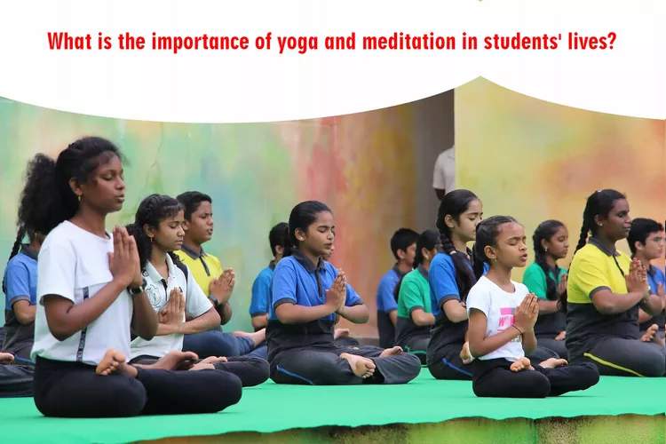 Students of DPS Warangal doing yoga considering importance of yoga and meditation.