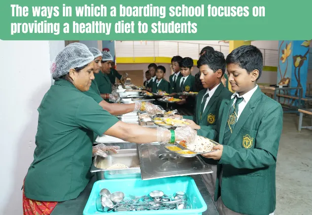 Students enjoying healthy diets during lunch at DPS Warangal.