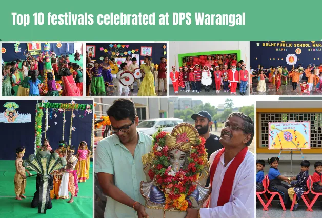 An image showcasing the top 10 festivals celebrated in DPS Warangal school.