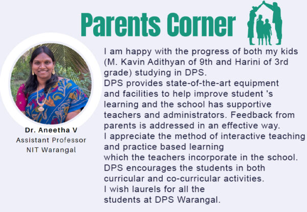 Testimonials from DPS Warangal CBSE school parents