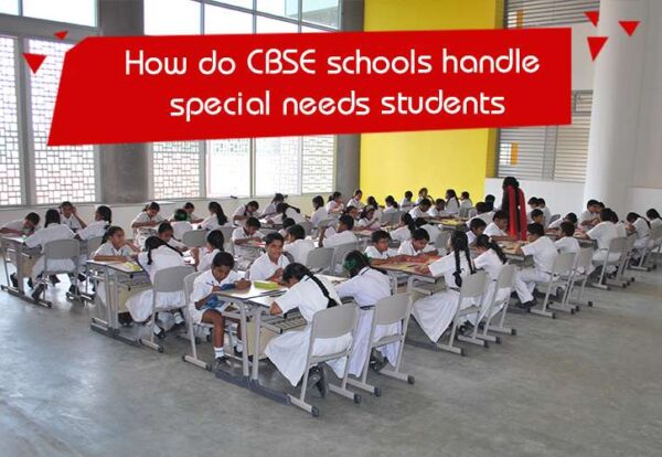 A group of students sitting at desks, handling special needs students