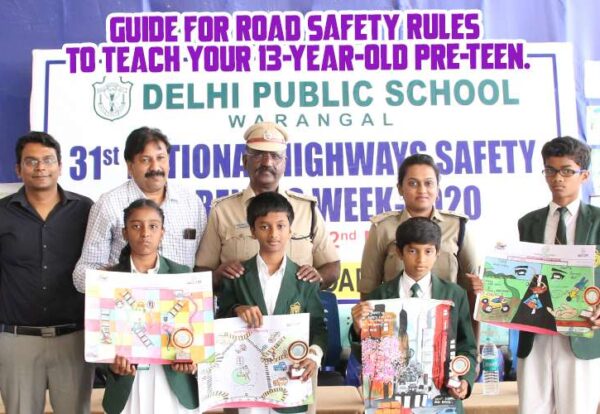 A group of people posing for a photo to promote road safety rules.