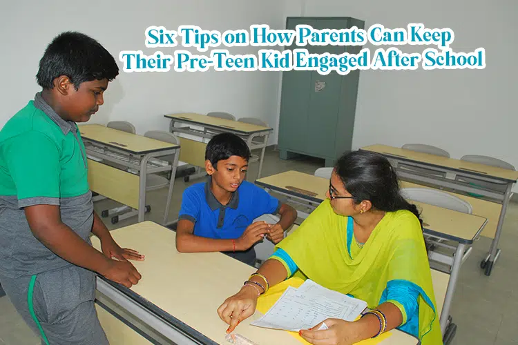 A parent engaging the pre-teen kid in an activity