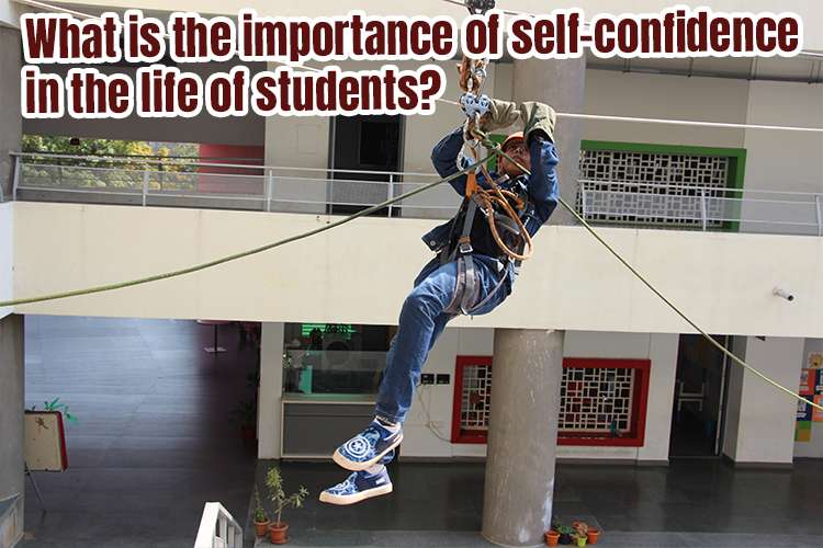 A person in a zip line activity to build their self confidence