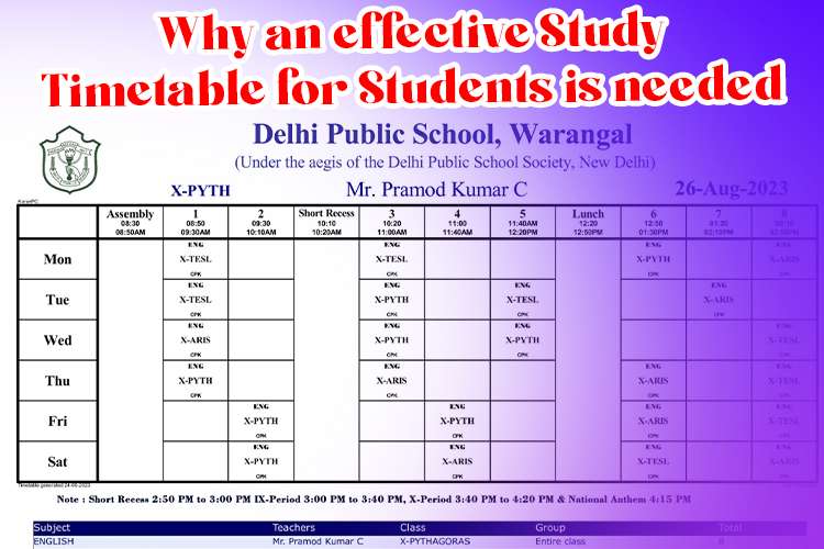 A purple and white sheet study timetable