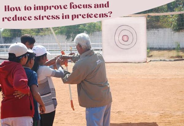 A group of people standing around a target teaching how to improve focus and reduce stress