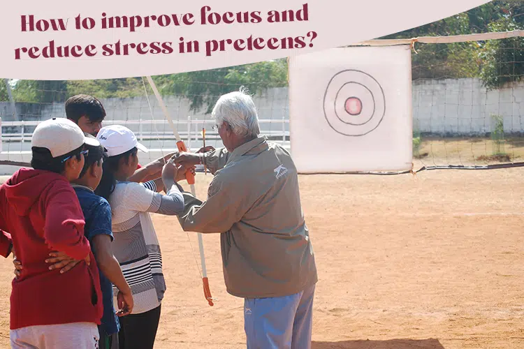 A group of people standing around a target teaching how to improve focus and reduce stress