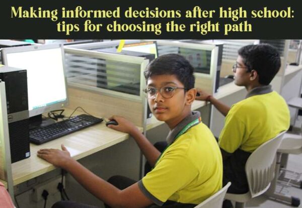 Image of teenagers sitting at a computer engaged in learning and making informed decisions about their future after high school.
