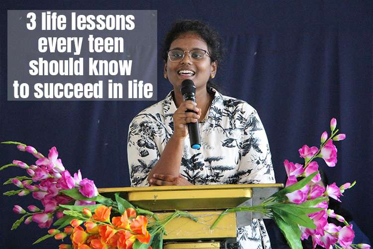 A person giving a speech on life lessons for teens