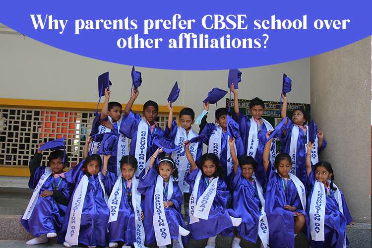 A group of DPS CBSE school students tossing their graduation caps.