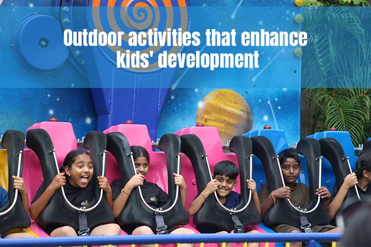 A group of children on a roller coaster outdoor activities