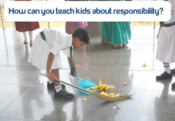 A kid cleaning the floor shows great responsibility, reflecting their school commitment.