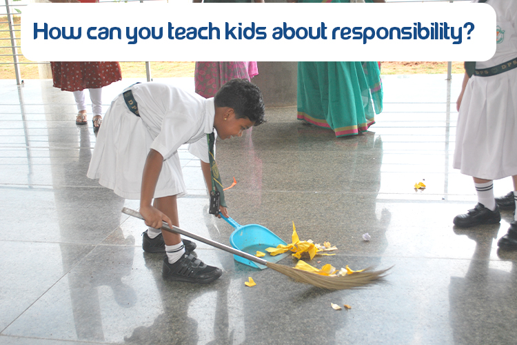 A kid cleaning the floor shows great responsibility, reflecting their school commitment.