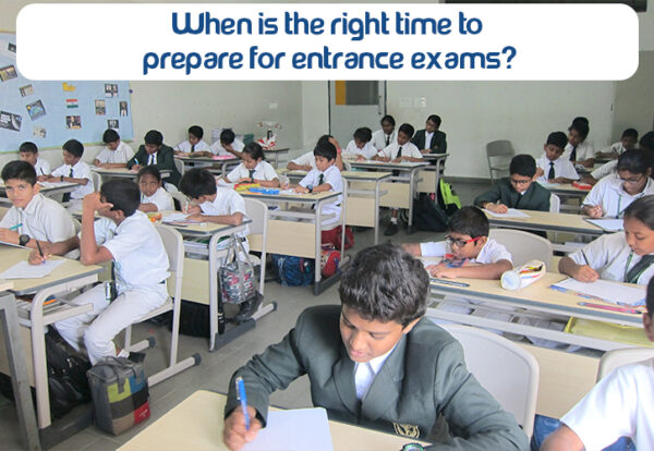 A group of students giving entrance exams in the classroom of Delhi Public School DPS Warangal