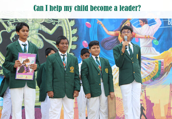 A group of boys in Delhi Public School Warangal uniform giving speech like a leader