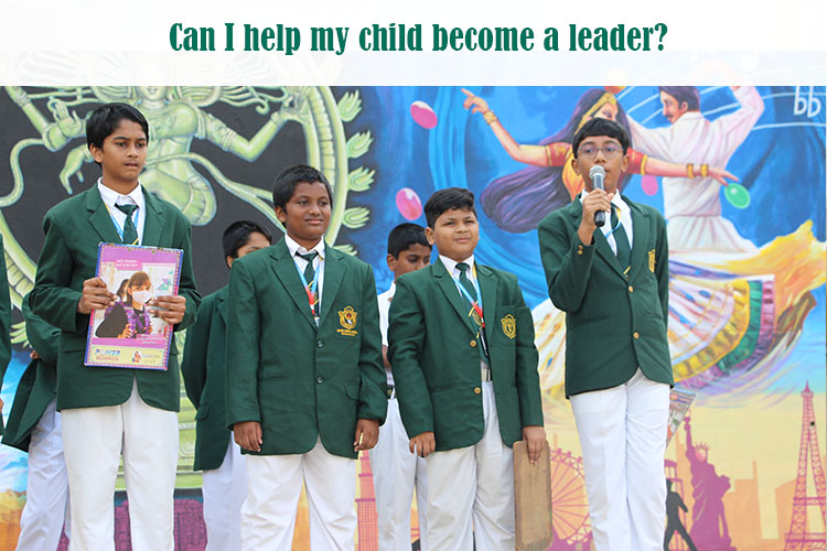 A group of boys in Delhi Public School Warangal uniform giving speech like a leader