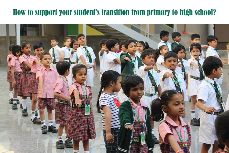 Student receiving guidance while transitioning from primary to high school.