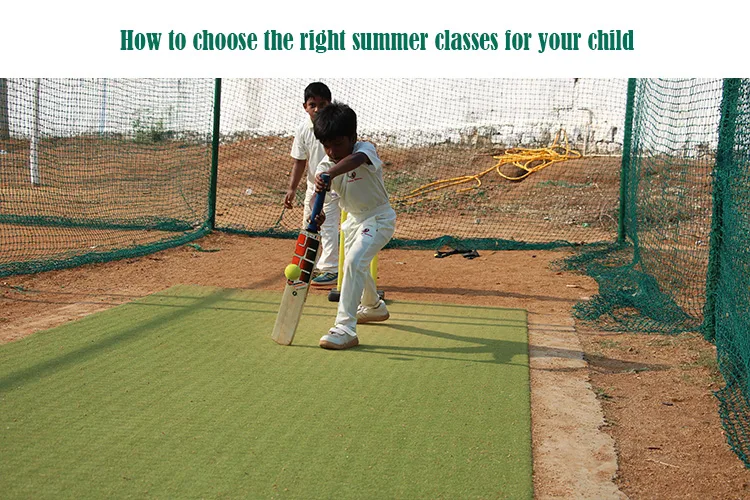 A child playing cricket at summer classes camp