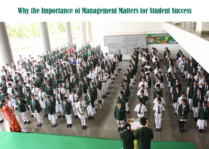 Students gathered in an organised school assembly, demonstrating the importance of management for student success through structured routines and guidance.